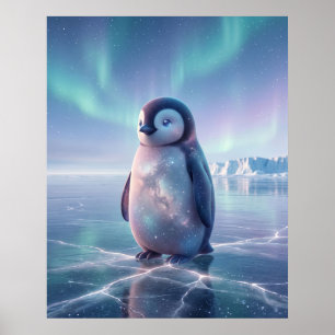Galaxy Penguin Star Shore Poster