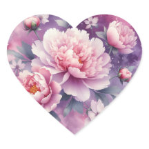 Galaxy Peony Heart Stickers