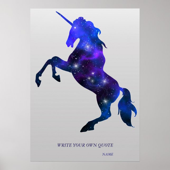 Galaxy pink beautiful unicorn sparkly image poster (Front)