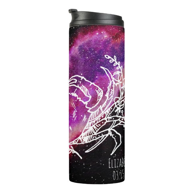 Galaxy Pink Cancer Constellation Zodiac Sign Thermal Tumbler (Rotated Right)
