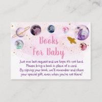 Galaxy Pink Gold Space Baby Shower Book Request