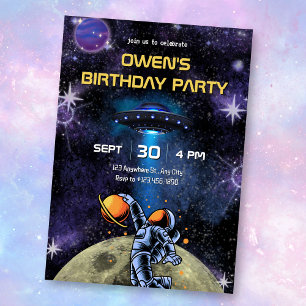 Galaxy Planet Astronaut moon birthday Invitation