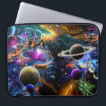 Galaxy Planets and Stars Laptop Sleeve<br><div class="desc">This laptop case has a multi coloured space scene with nebula's,  planets and stars. The art is very detailed and high resolution for best reproduction. A cool laptop case for nerds and geeks or someone that likes astronomy.</div>