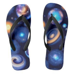 Galaxy Planets Black Sky Jandals