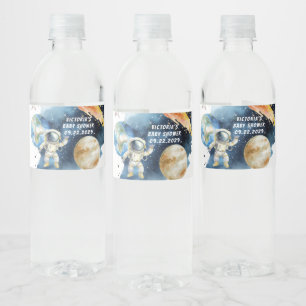 Galaxy Planets Countdown Baby Shower Water Bottle Label