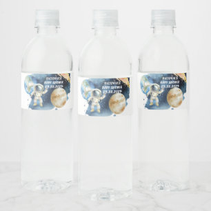 Galaxy Planets Countdown Baby Shower Water Bottle Label