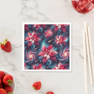 Galaxy Poinsettia Festive Floral Pattern Decoupage Napkin