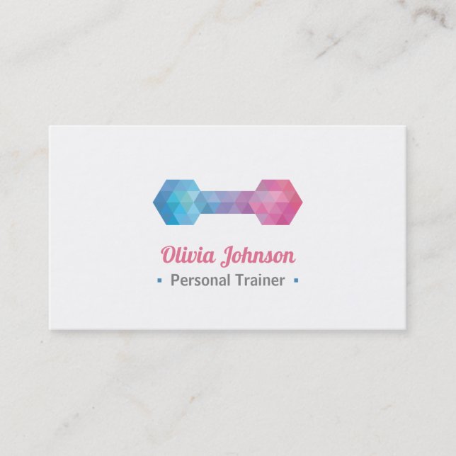Galaxy Polygon Female Fitness Personal Trainer Business Card (Front)