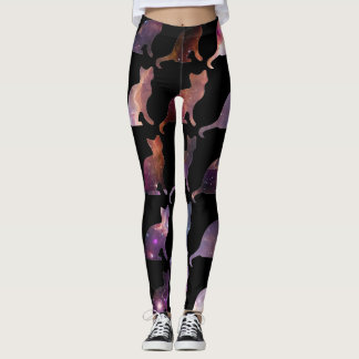 Galaxy Print Cats Patterned Leggings