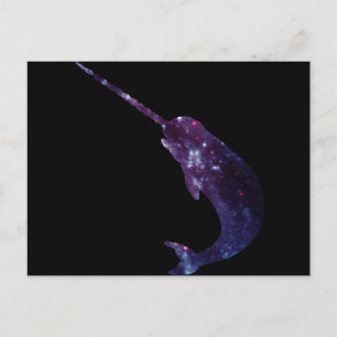 Galaxy Print Narwhal Postcard