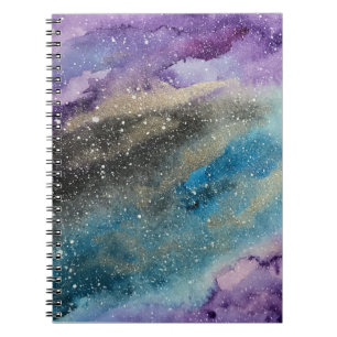 Galaxy Print Outer Space Watercolor Notebook