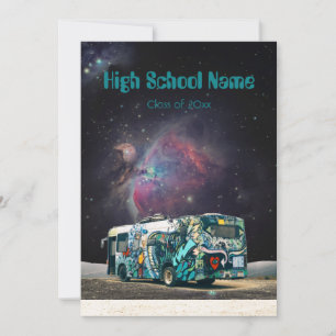 Galaxy psychedelic hippie van monogram holiday card