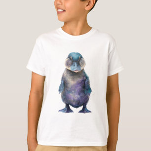 Galaxy Purple Watercolor Duck Platypus Kids T-Shirt