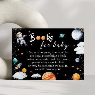 Galaxy Rocket Books for Baby Black Space Shower Enclosure Card