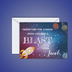 Galaxy Rocket Planets Themed Birthday Thank you  Postcard