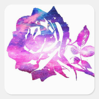 Galaxy Rose shape pink and purple shinning stars S Square Sticker