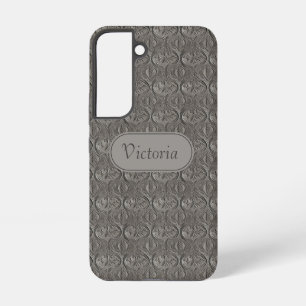 Galaxy S22 Grey Floral Faux Leather Samsung Galaxy Case