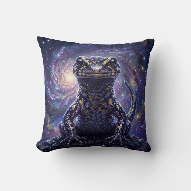 Galaxy Salamander Throw Pillow (Front)