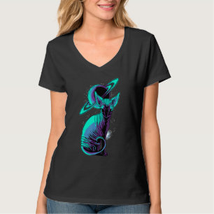 Galaxy Saturn Planet Sphynx Cool Cat Feline Cat T-Shirt