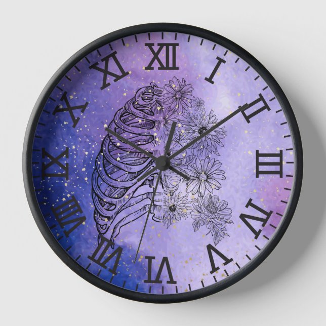 Galaxy Skeletal Ribcage Wall Clock (Front)