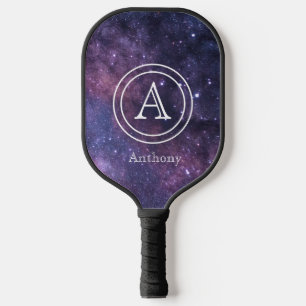 Galaxy Sky Elegant Navy Blue Monogram Custom  Pickleball Paddle