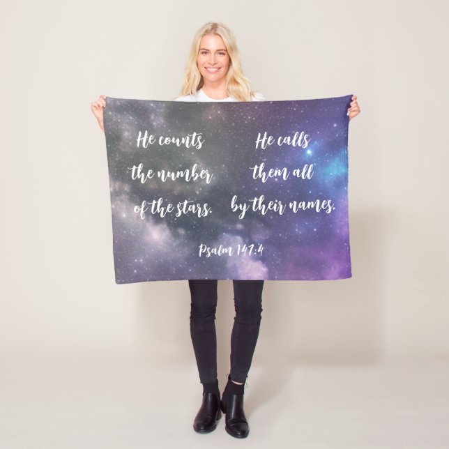 Galaxy Sky Scripture Bible Verse Fleece Blanket (In Situ)