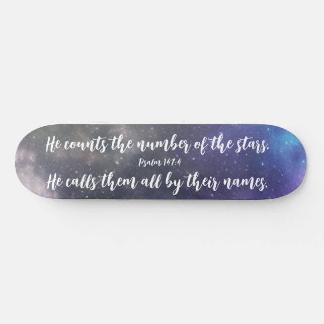 Galaxy Sky Scripture Bible Verse Skateboard (Horz)