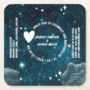 galaxy sky wedding invitation on Paper Coaster