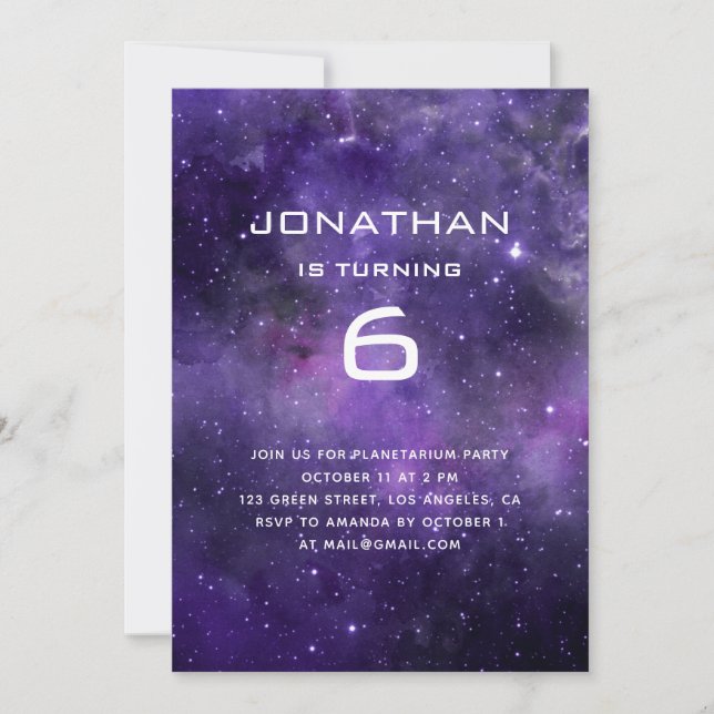 Galaxy Space Birthday | Planetarium Cosmic Party Invitation (Front)