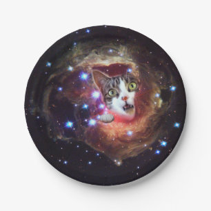 "Galaxy Space Cats" LOL Funny Paper Plates 7"