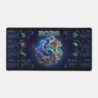 Galaxy Space Fractal Art Desk Pad w/ 2026 Calendar
