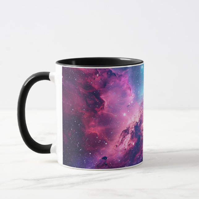 Galaxy space glitter nebula purple pink universe mug (Left)