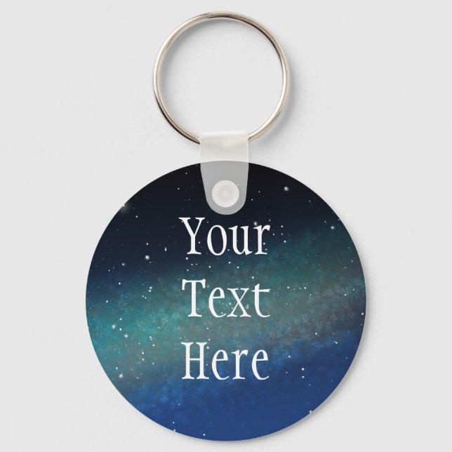 Galaxy Space Nebula Night Sky Blue Green Key Ring (Front)