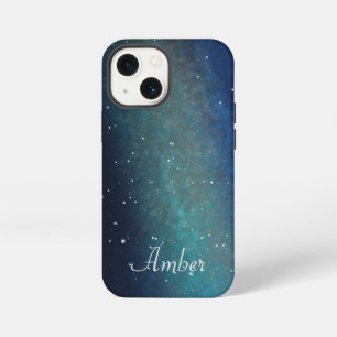 Galaxy Space Nebula Night Sky Green Personalised iPhone 13 Mini Case