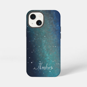 Galaxy Space Nebula Night Sky Green Personalised iPhone 13 Mini Case