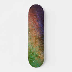 Galaxy Space Nebula Night Sky Orange Green Red Skateboard