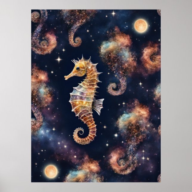 Galaxy Space Seahorse Poster (Front)