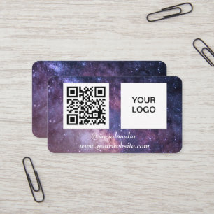 Galaxy Space Social media QR Code Purple Modern Business Card