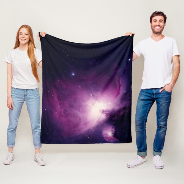 Galaxy Space Stars Night Sky Celestial Navy Blue Fleece Blanket (In Situ)
