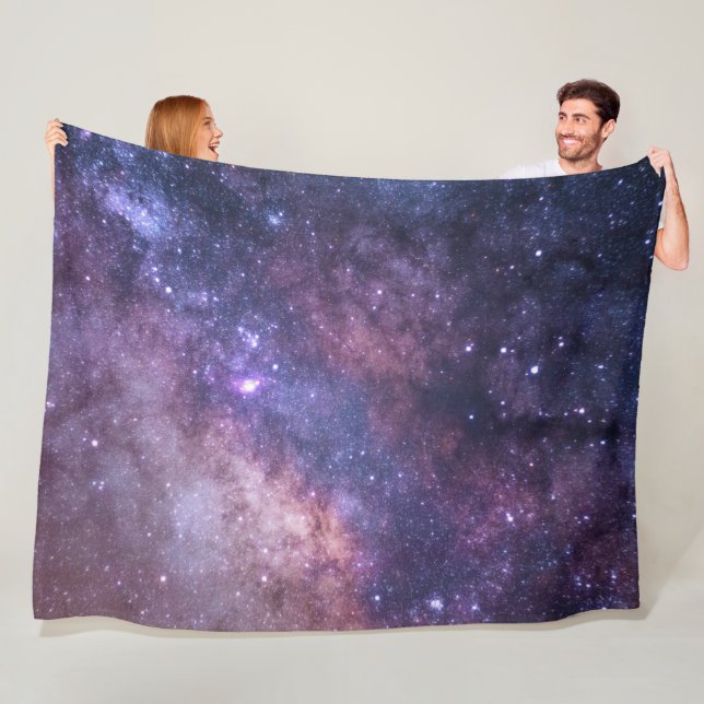Galaxy Space Stars Night Sky Celestial Navy Blue Fleece Blanket (In Situ)