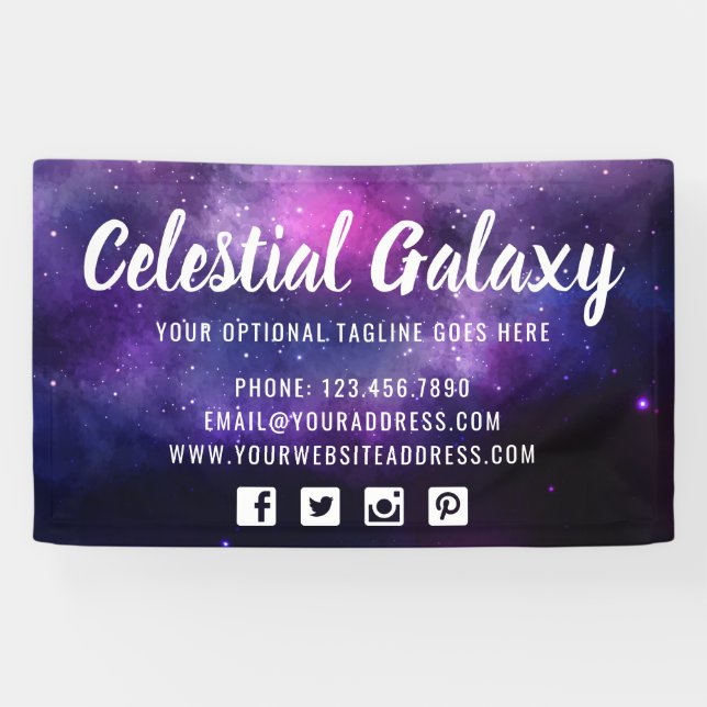 Galaxy Space Stars Ultra Violet Purple Nebula Banner (Horizontal)