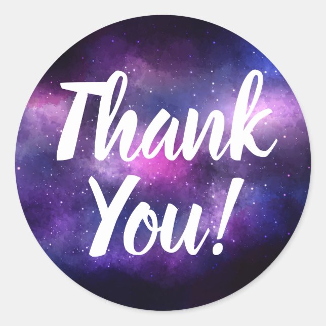 Galaxy Space Stars Ultra Violet Purple Thank You Classic Round Sticker (Front)