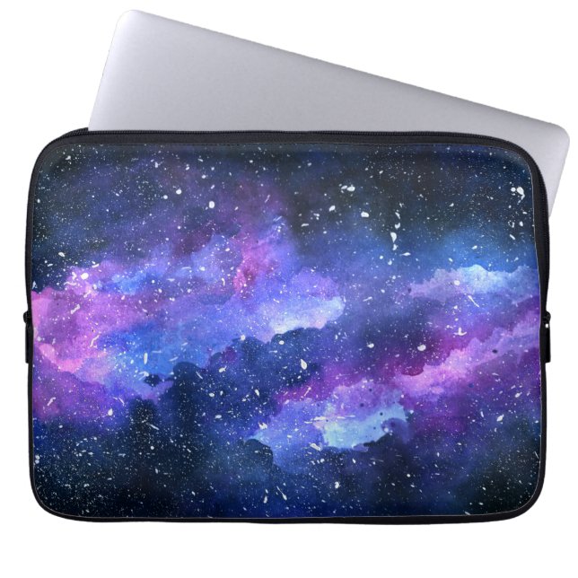 Galaxy Space Universe Watercolor Purple Laptop Sleeve (Front)