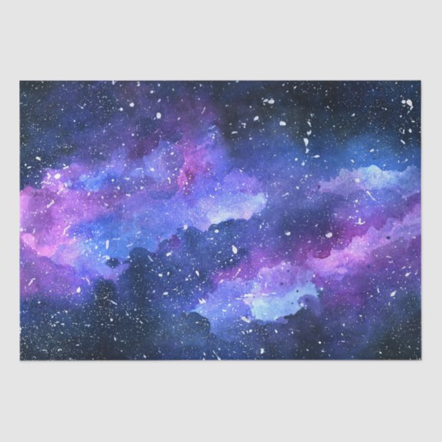 Galaxy Space Universe Watercolor Purple Tissue Paper (Front)
