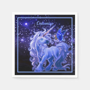 Galaxy Sparkle Blue Unicorn Napkin