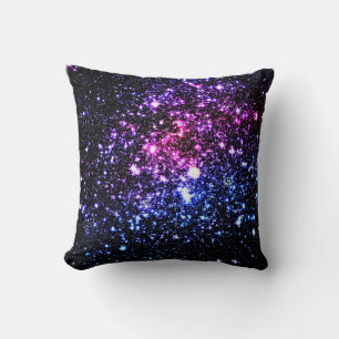 Galaxy Sparkle Stars Pink Purple Blue Pillow