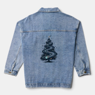 Galaxy Spiral Christmas Tree Denim Jacket