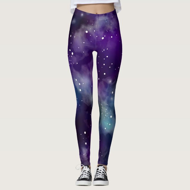 Galaxy Star Universe Celestial Art Leggings (Front)