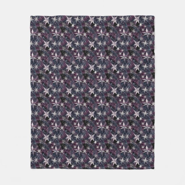 Galaxy Starburst Purple Nebula Constellation Fleece Blanket (Front)