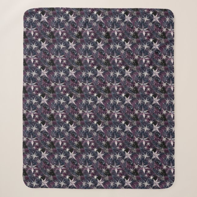 Galaxy Starburst Purple Nebula Constellation Sherpa Blanket (Front)